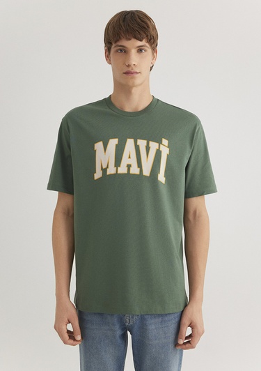  Mavi Mavi Logo Baskılı Yeşil Tişört Loose Fit / Bol Rahat Kesim 0611711-81570