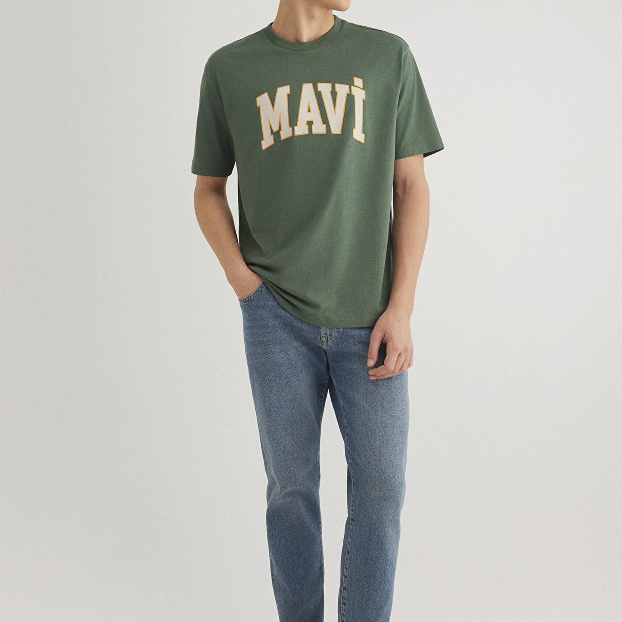 Mavi Mavi Logo Baskılı Yeşil Tişört Loose Fit / Bol Rahat Kesim 0611711-81570