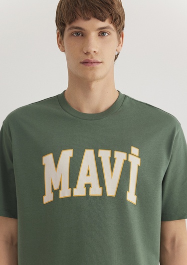  Mavi Mavi Logo Baskılı Yeşil Tişört Loose Fit / Bol Rahat Kesim 0611711-81570