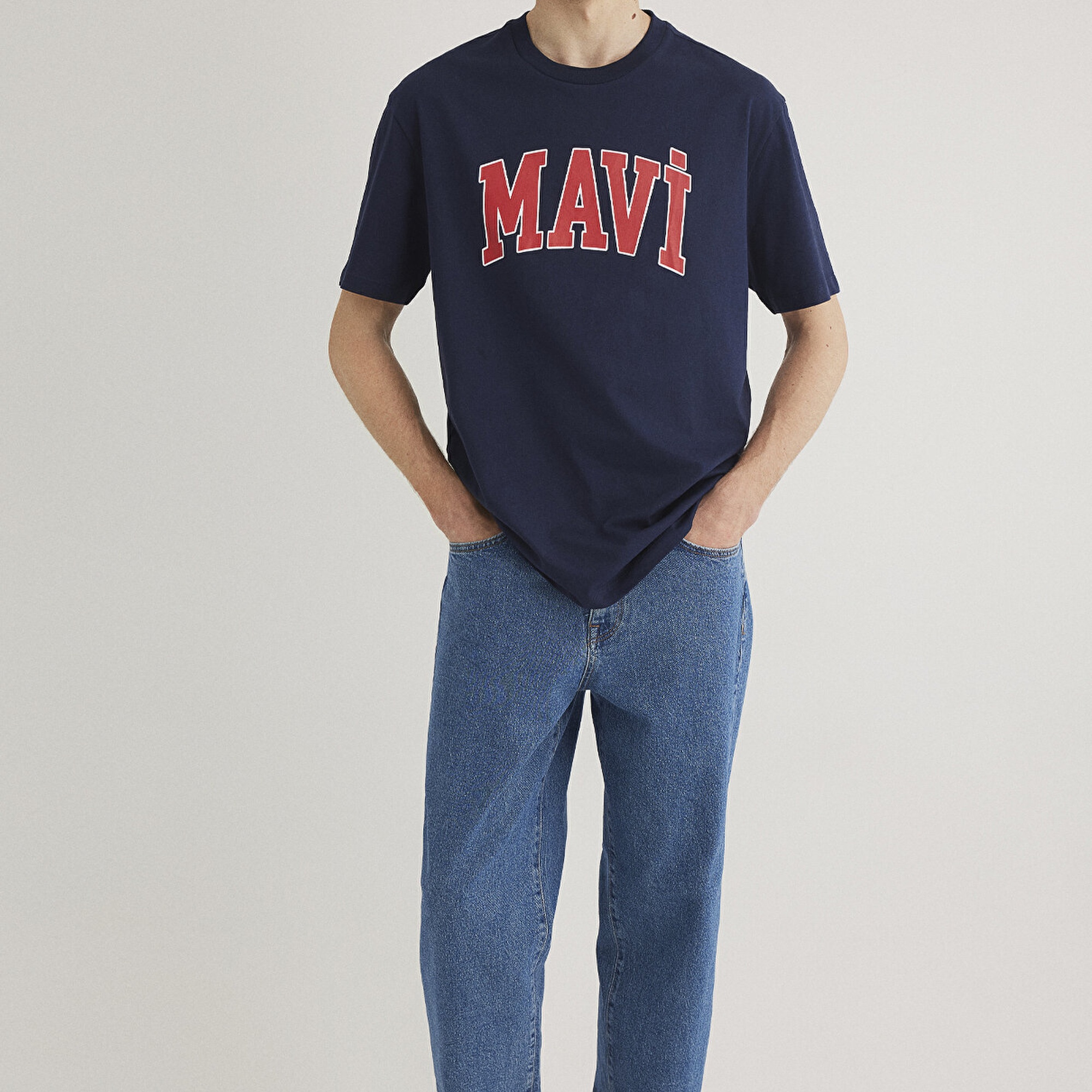 Mavi Mavi Logo Baskılı Lacivert Tişört Loose Fit / Bol Rahat Kesim 0611711-84371