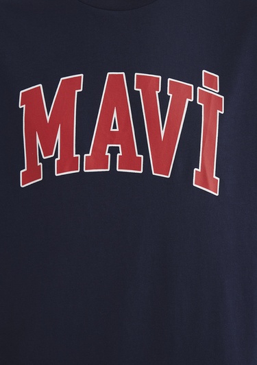  Mavi Mavi Logo Baskılı Lacivert Tişört Loose Fit / Bol Rahat Kesim 0611711-84371