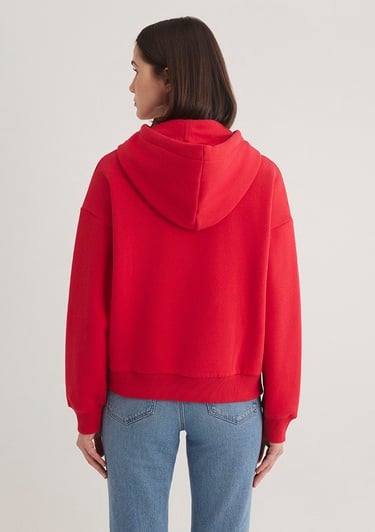  Mavi Mavi Logo Baskılı Kapüşonlu Kırmızı Sweatshirt 168334-35476