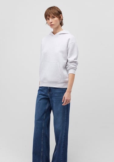  Mavi Kapüşonlu Açık Gri Basic Sweatshirt 167299-85438
