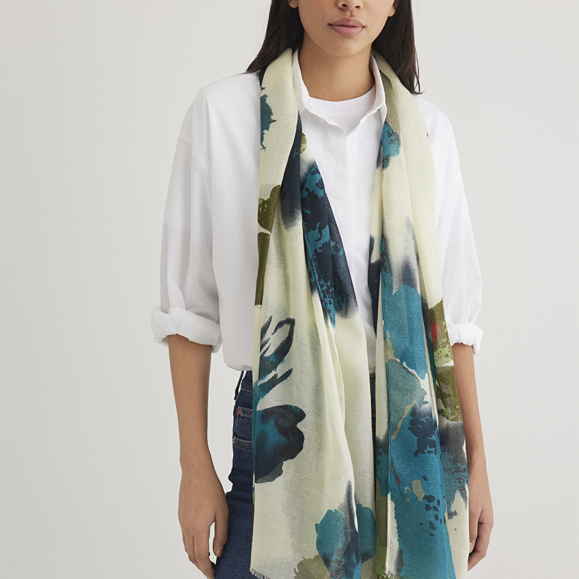 Mavi Baskılı Şal 1912227-35115