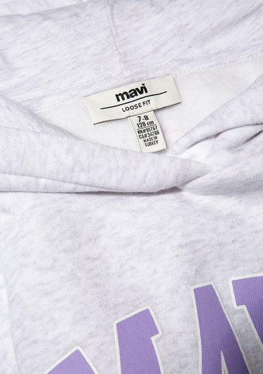  Mavi Mavi Logo Baskılı Kapüşonlu Gri Sweatshirt 7610035-85438