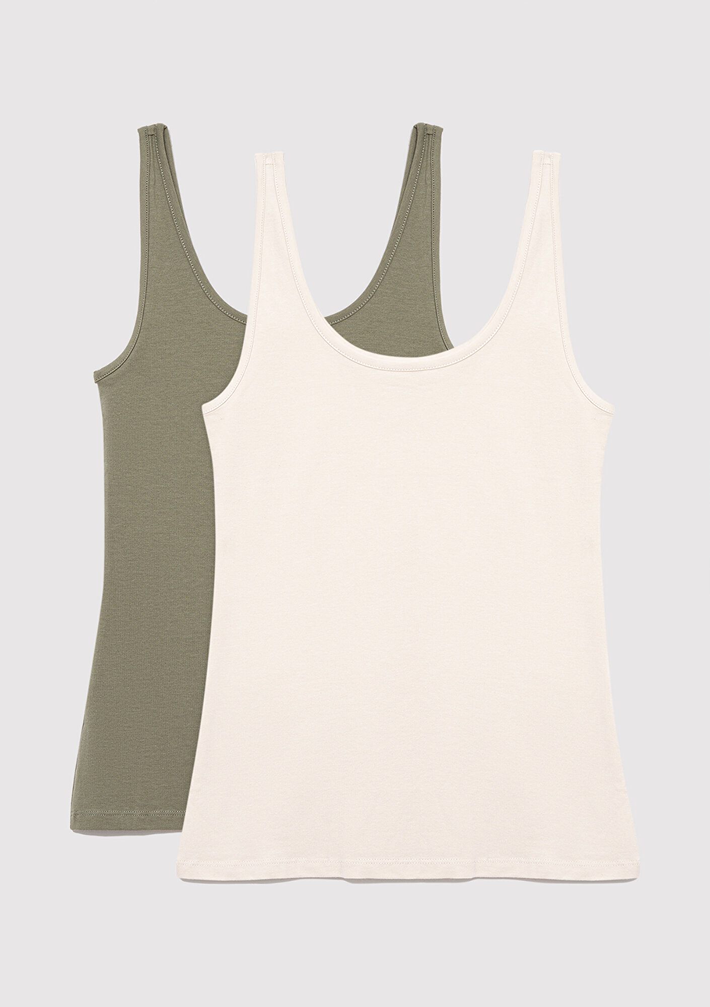  Mavi 2li Kadın Basic Atlet Fitted / Vücuda Oturan Kesim 1611367-70134