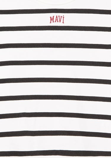  Mavi Mavi Logo Baskılı Siyah Çizgili Sweatshirt 7S10038-900