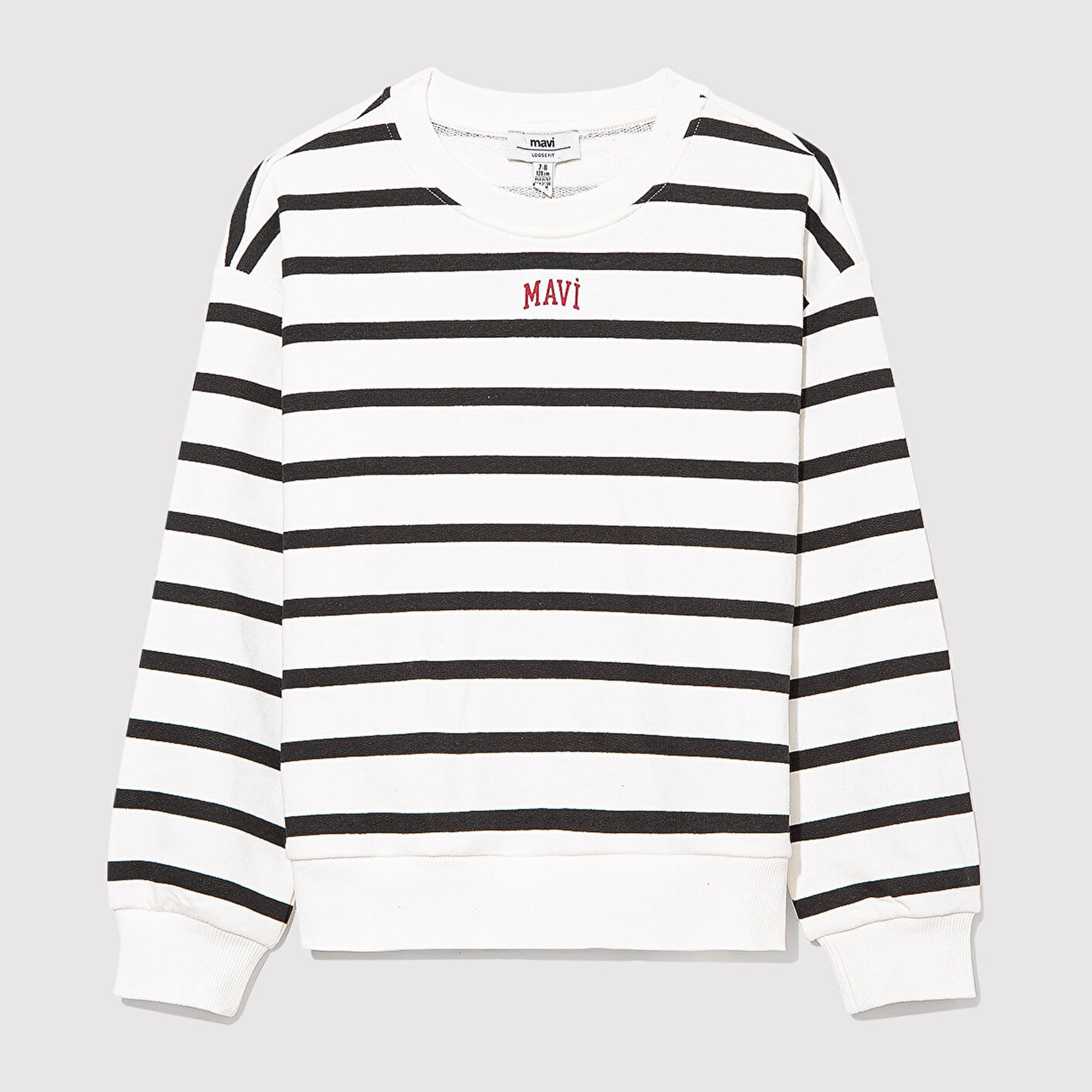 Mavi Mavi Logo Baskılı Siyah Çizgili Sweatshirt 7S10038-900