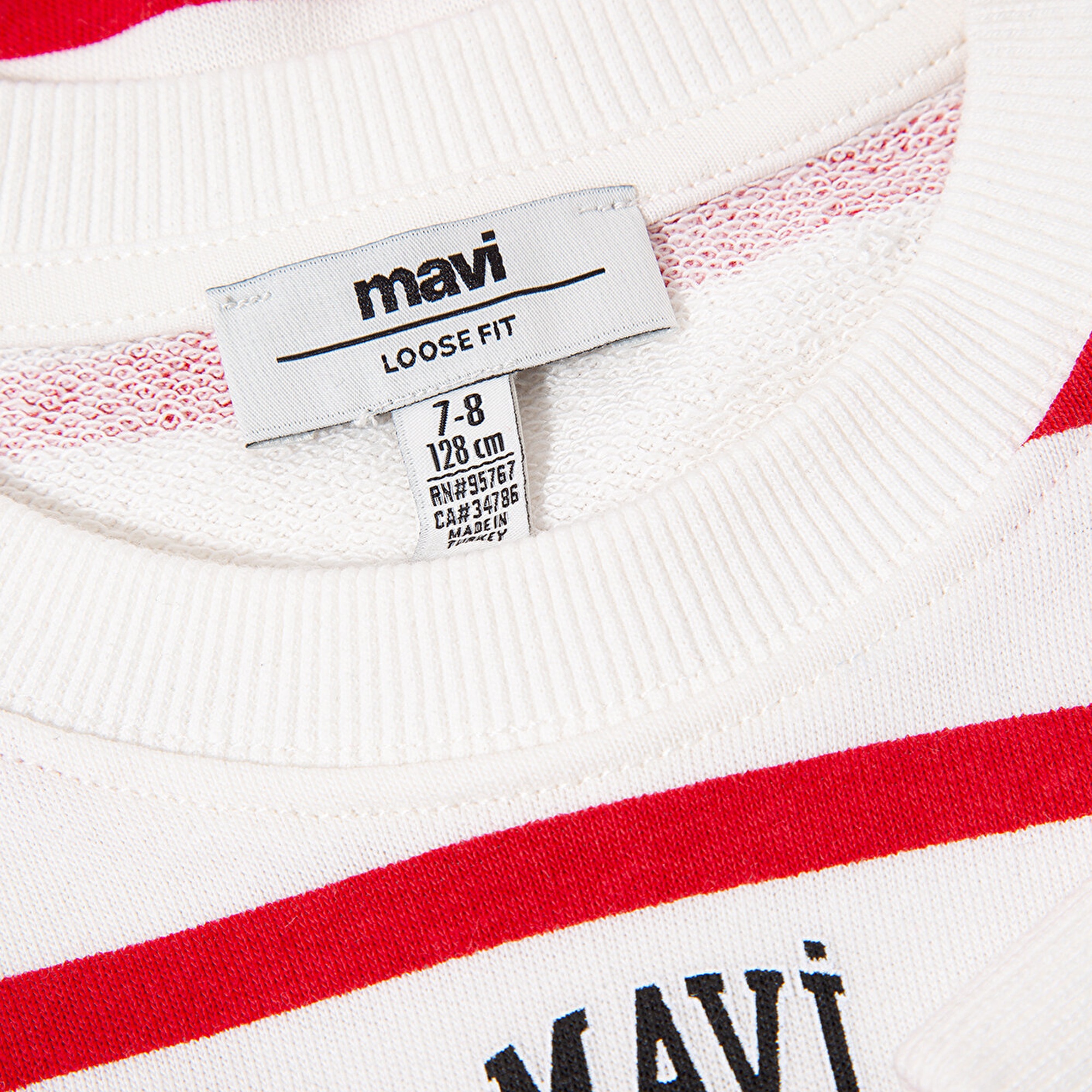 Mavi Mavi Logo Baskılı Kırmızı Çizgili Sweatshirt 7S10038-82054