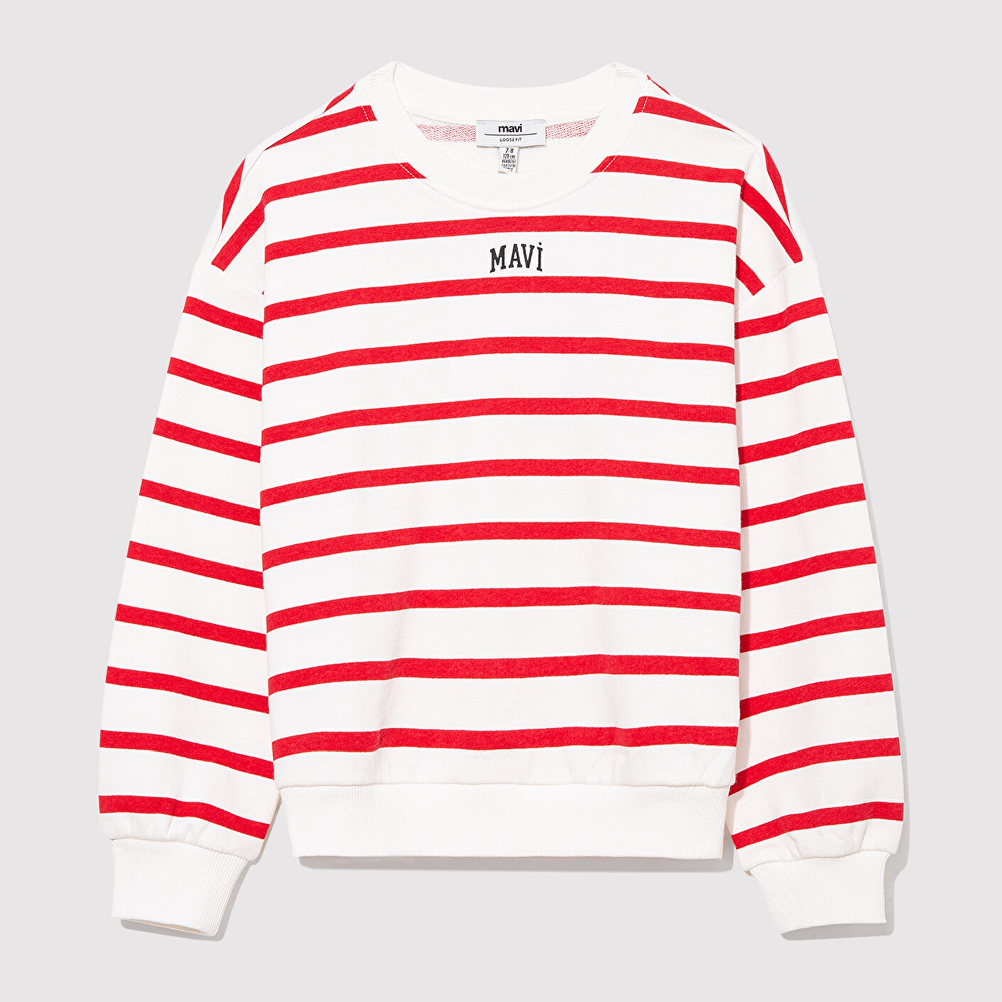 Mavi Mavi Logo Baskılı Kırmızı Çizgili Sweatshirt 7S10038-82054