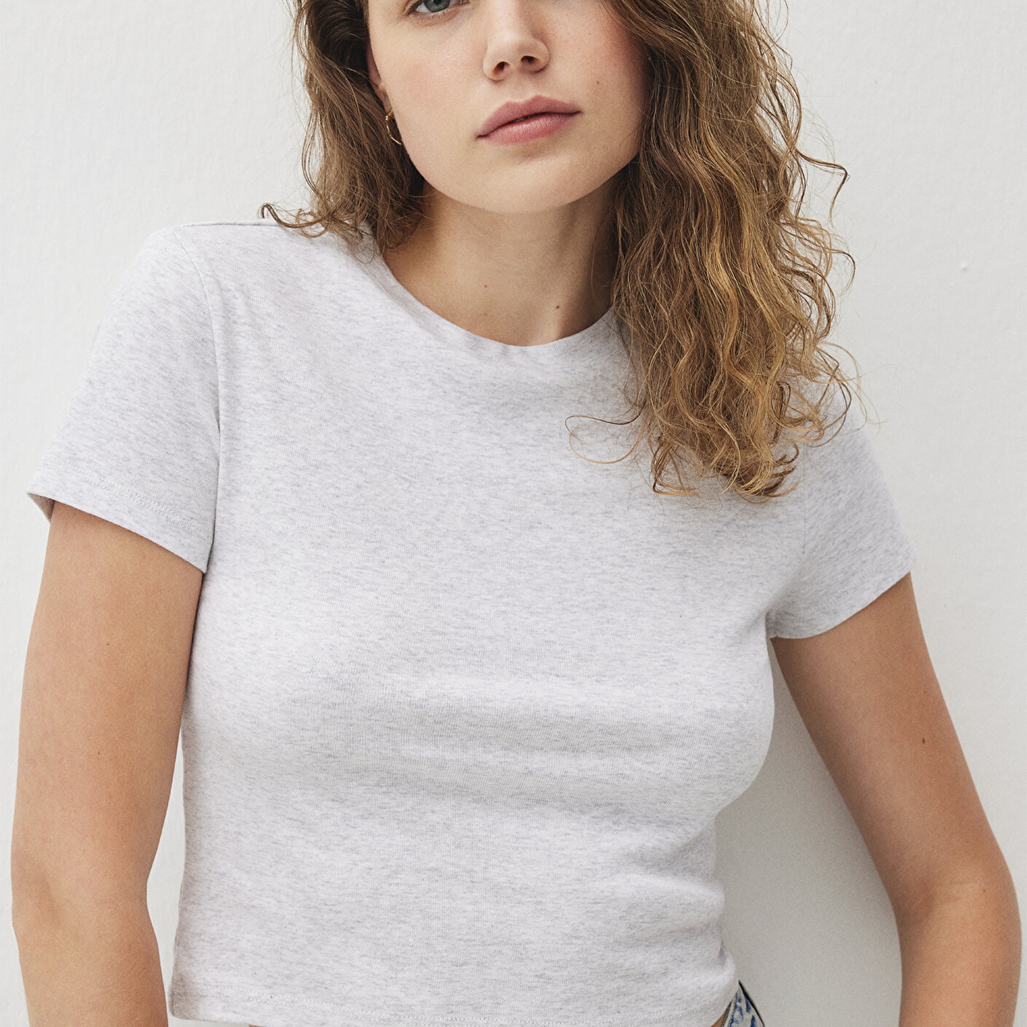 Mavi Gri Basic Tişört Crop / Kısa Kesim 1600814-85438