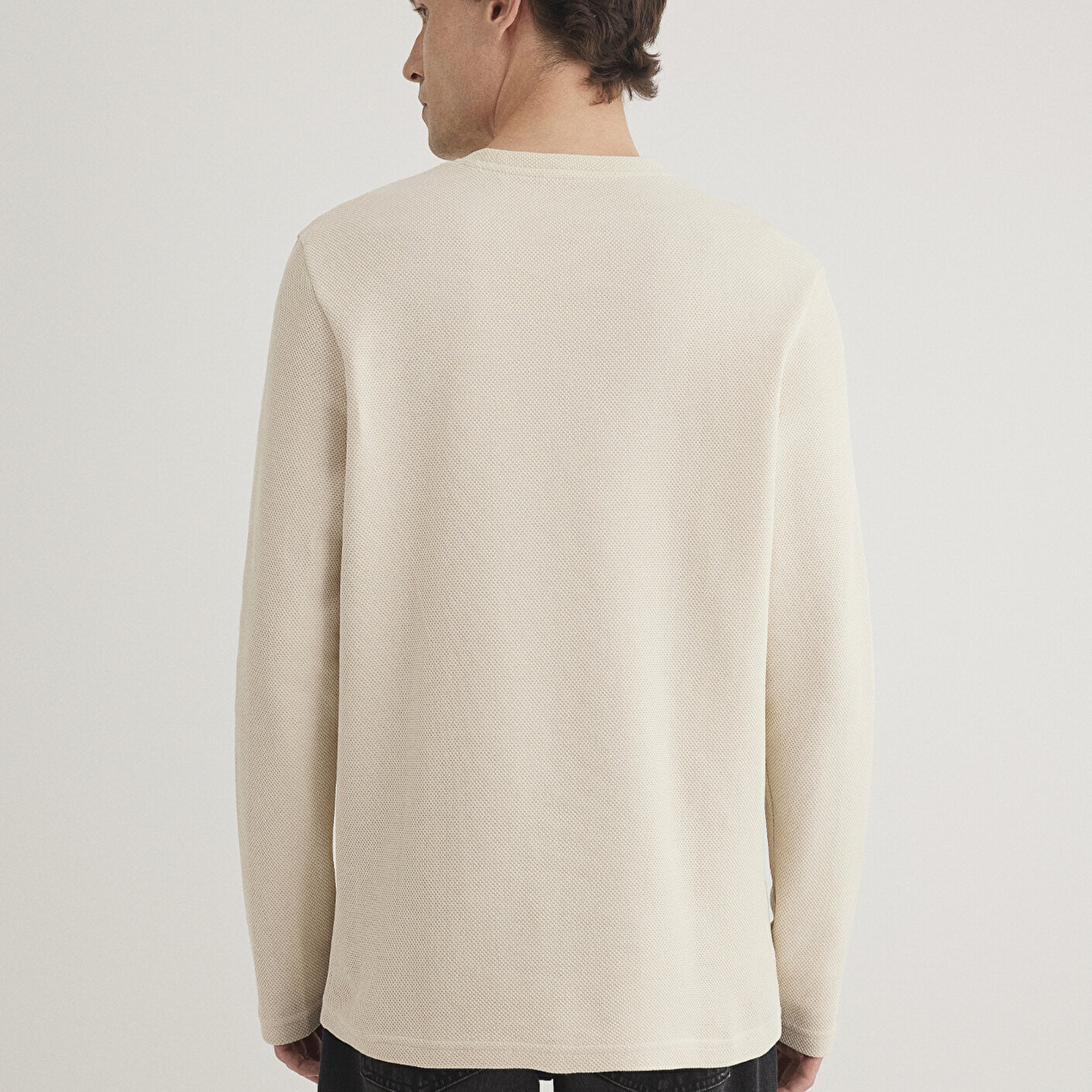 Mavi Uzun Kollu Bej Basic Tişört Regular Fit / Normal Kesim 0611925-70072