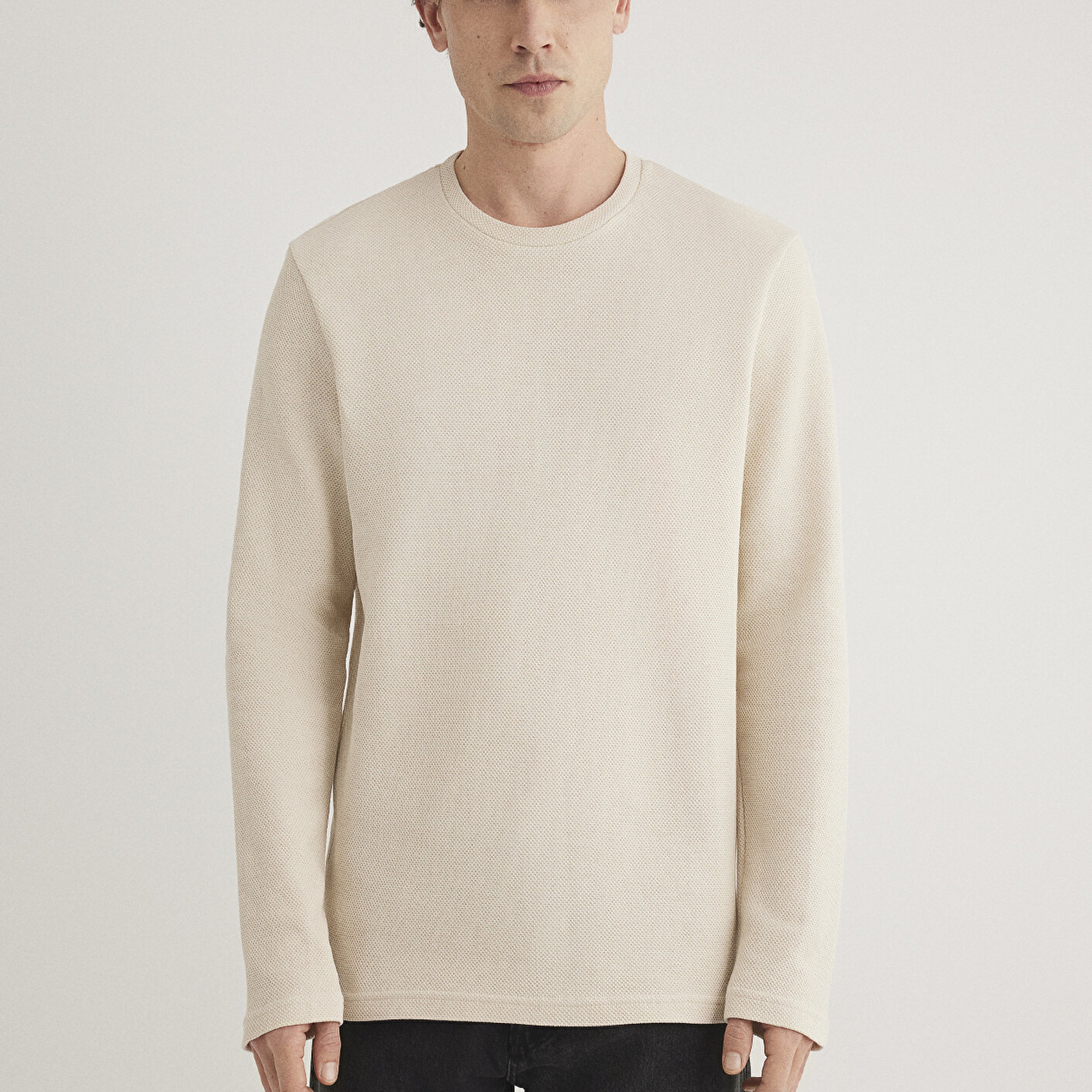 Mavi Uzun Kollu Bej Basic Tişört Regular Fit / Normal Kesim 0611925-70072