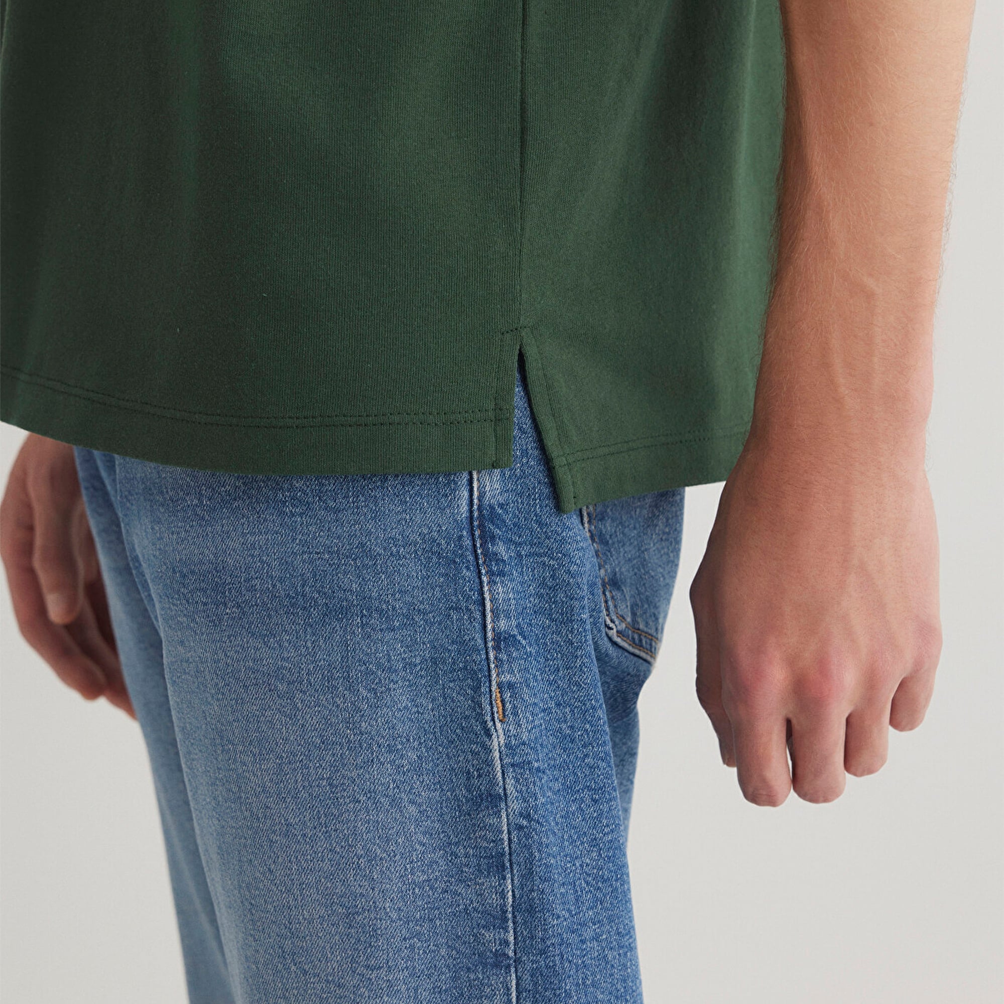 Mavi Cep Detaylı Yeşil Basic Tişört Loose Fit / Bol Rahat Kesim 066248-81570