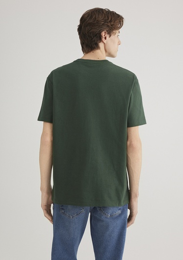  Mavi Cep Detaylı Yeşil Basic Tişört Loose Fit / Bol Rahat Kesim 066248-81570