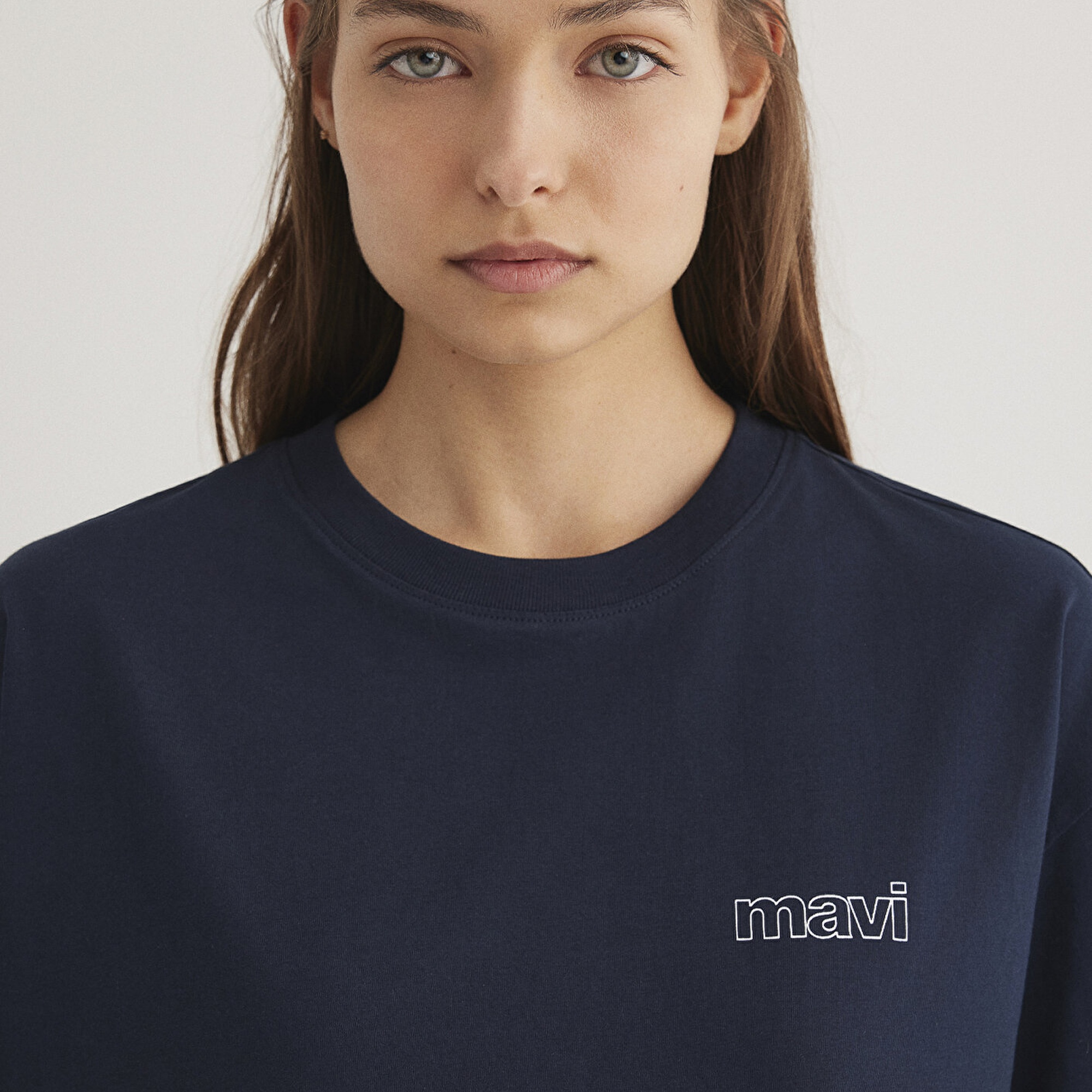 Mavi Mavi Logo Baskılı Lacivert Tişört Loose Fit / Bol Rahat Kesim 1611309-70490