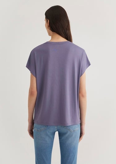  Mavi Düşük Omuz Mor Basic Tişört Regular Fit / Normal Kesim 1611649-70608