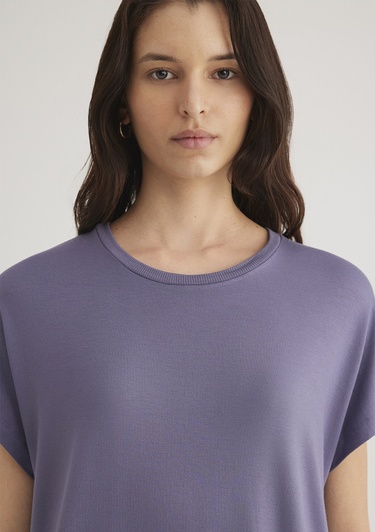  Mavi Düşük Omuz Mor Basic Tişört Regular Fit / Normal Kesim 1611649-70608