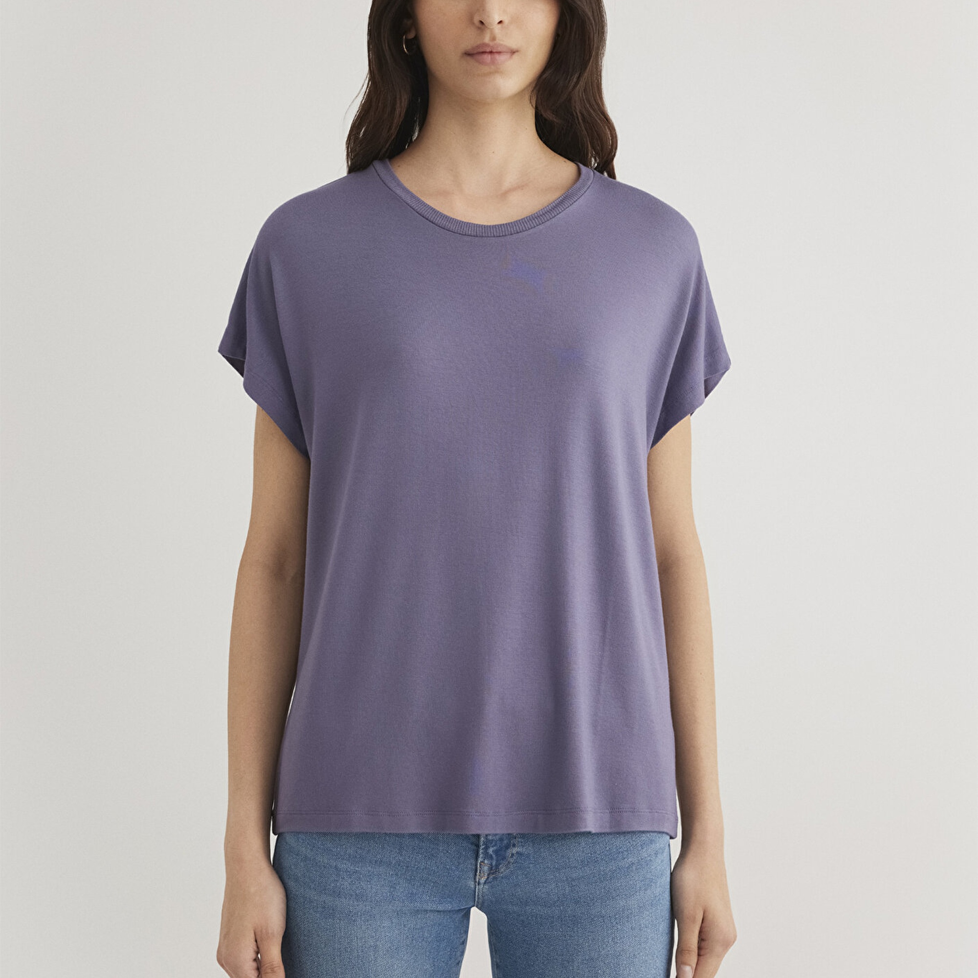 Mavi Düşük Omuz Mor Basic Tişört Regular Fit / Normal Kesim 1611649-70608