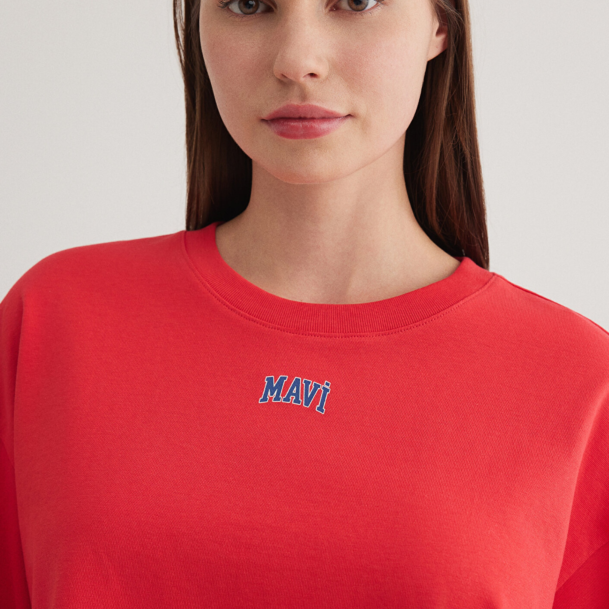 Mavi Mavi Logo Baskılı Kırmızı Crop Tişört Crop / Kısa Kesim 1611585-71083