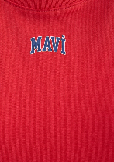  Mavi Mavi Logo Baskılı Kırmızı Crop Tişört Crop / Kısa Kesim 1611585-71083