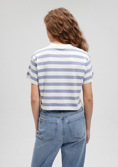  Mavi Lila Çizgili Basic Tişört Regular Fit / Normal Kesim 1610199-86693