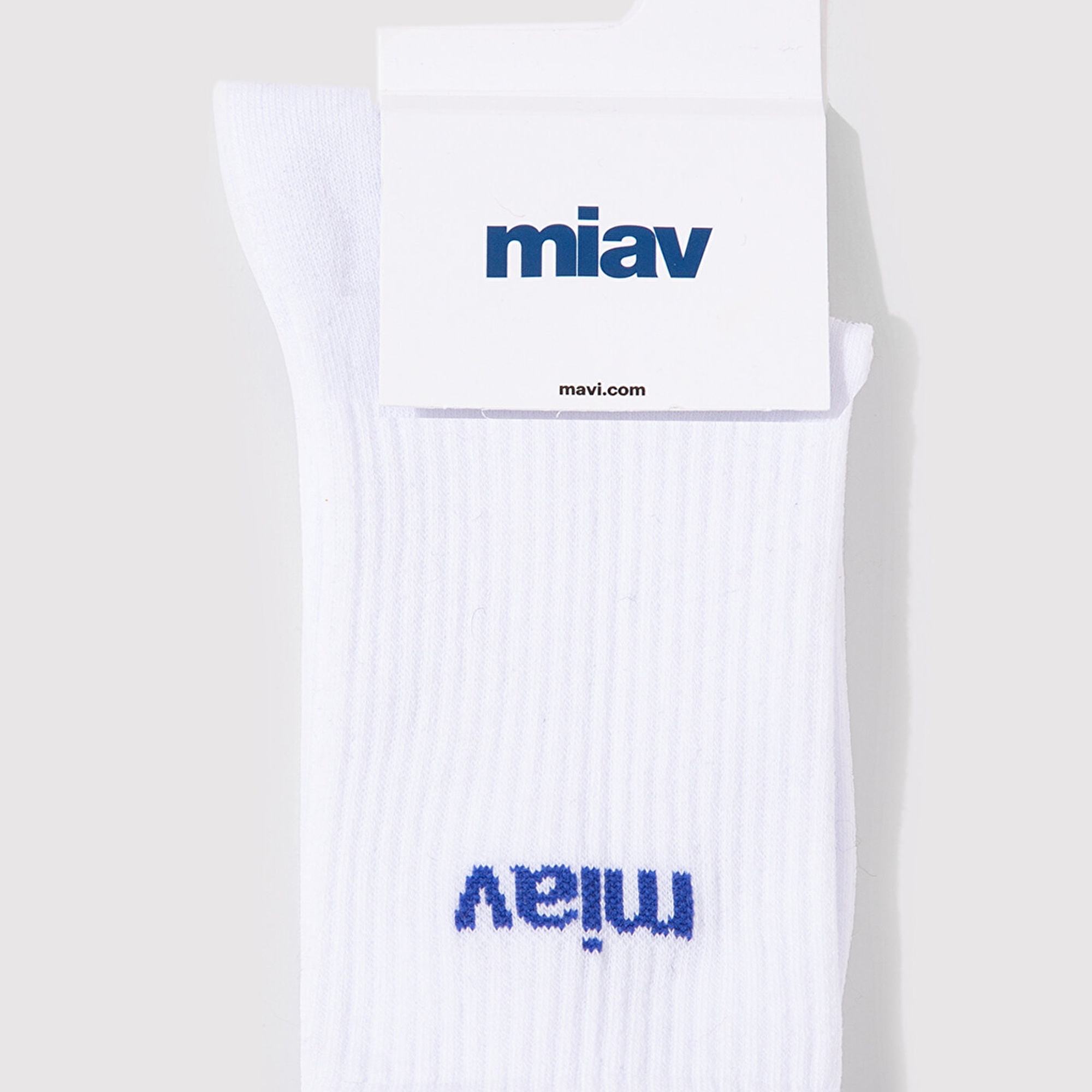 Mavi Miav Baskılı Beyaz Soket Çorap 1912598-620