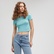 Mavi Yeşil Basic Tişört Crop / Kısa Kesim 1600814-71463