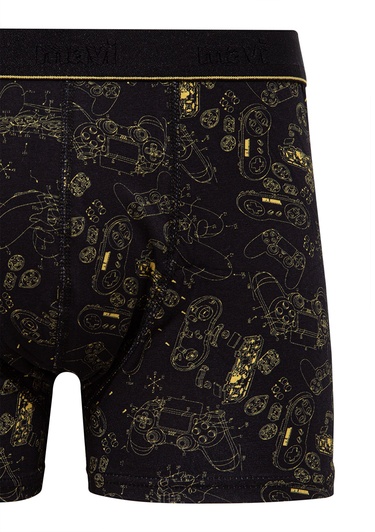  Mavi Baskılı Siyah Boxer 0911314-900