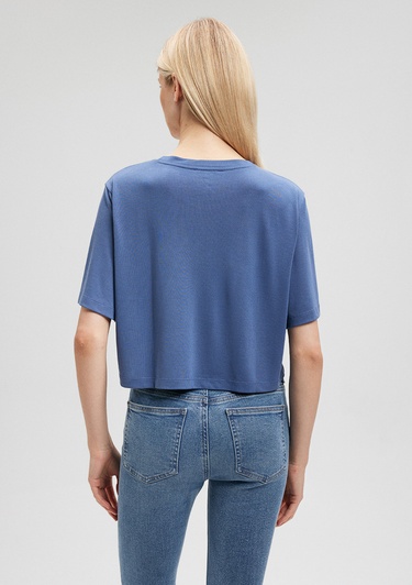  Mavi Lux Touch TENCEL TM Mavi Basic Crop Tişört Crop / Kısa Kesim 1612231-70757