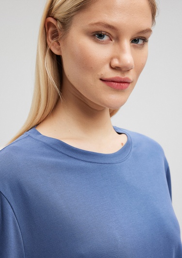  Mavi Lux Touch TENCEL TM Mavi Basic Crop Tişört Crop / Kısa Kesim 1612231-70757