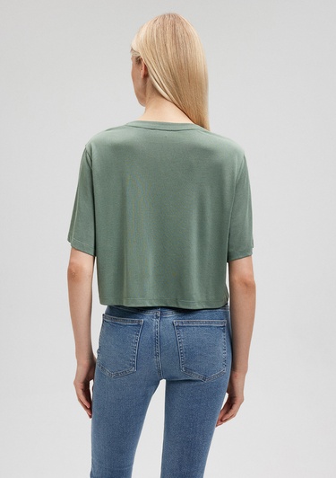  Mavi Lux Touch TENCEL TM Haki Basic Crop Tişört Crop / Kısa Kesim 1612231-80692