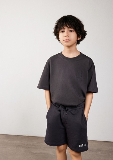  Mavi Manhattan Baskılı Antrasit Tişört Oversize / Geniş Kesim 6610196-70087