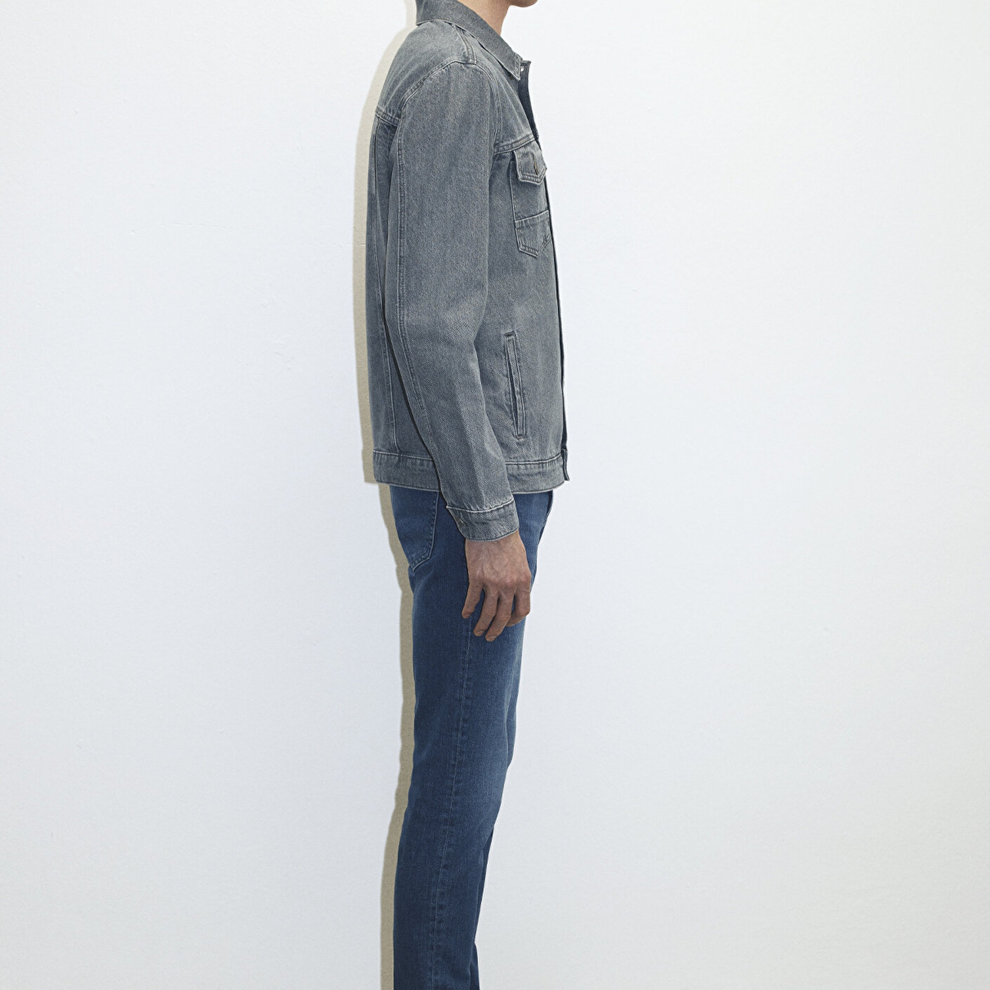 Mavi Loran Premium Blue Puslu Açık Gri Jean Ceket 0110003-86615