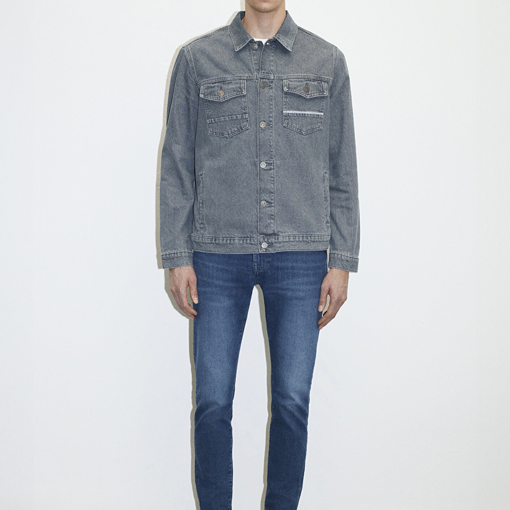 Mavi Loran Premium Blue Puslu Açık Gri Jean Ceket 0110003-86615