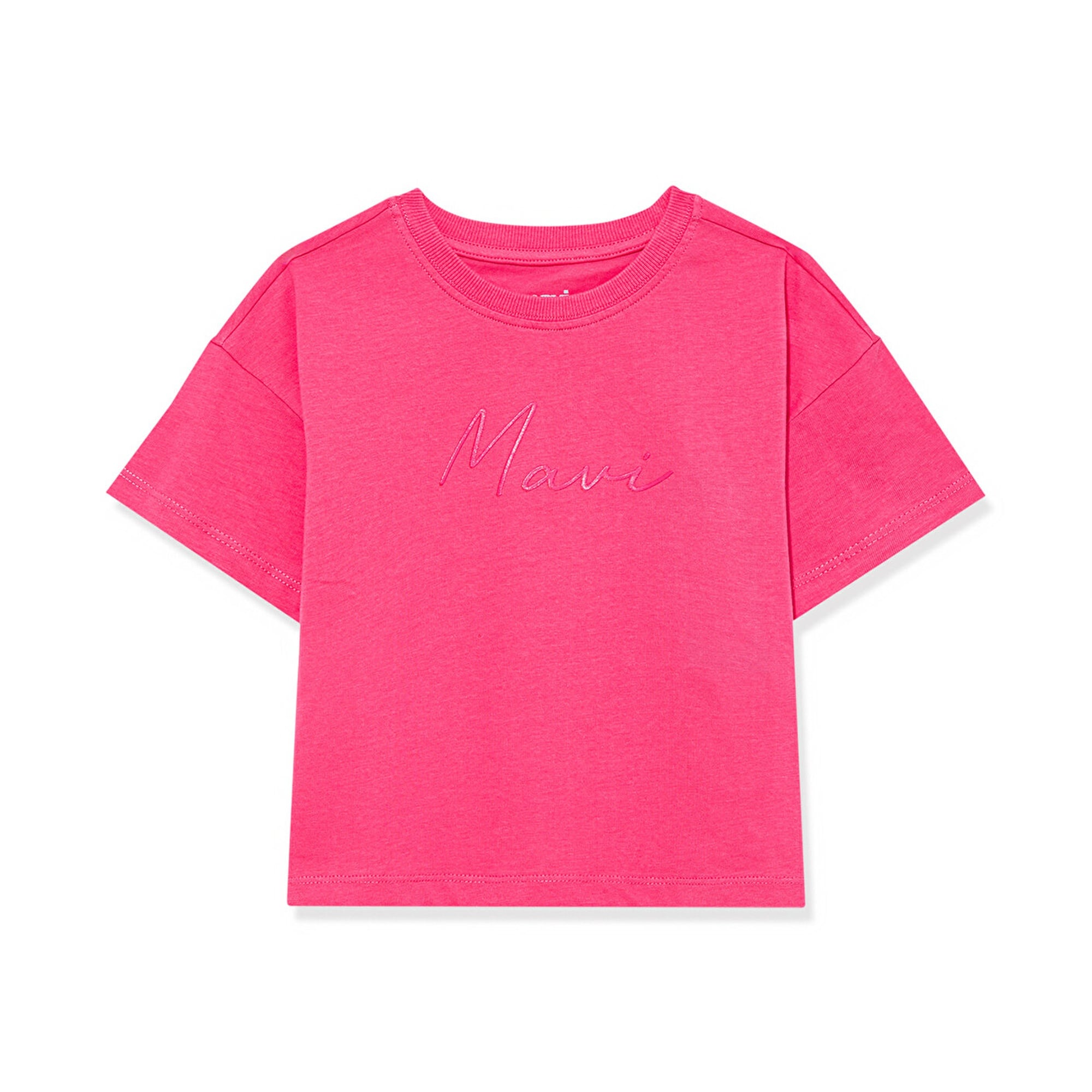 Mavi Mavi Logo Baskılı Pembe Crop Tişört Loose Fit / Bol Rahat Kesim 7610181-71111