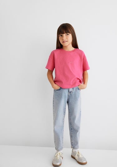  Mavi Mavi Logo Baskılı Pembe Crop Tişört Loose Fit / Bol Rahat Kesim 7610181-71111
