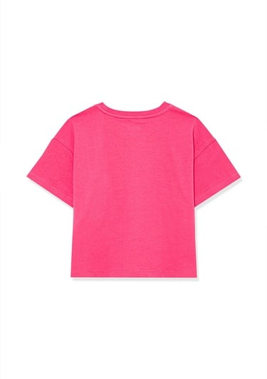  Mavi Mavi Logo Baskılı Pembe Crop Tişört Loose Fit / Bol Rahat Kesim 7610181-71111