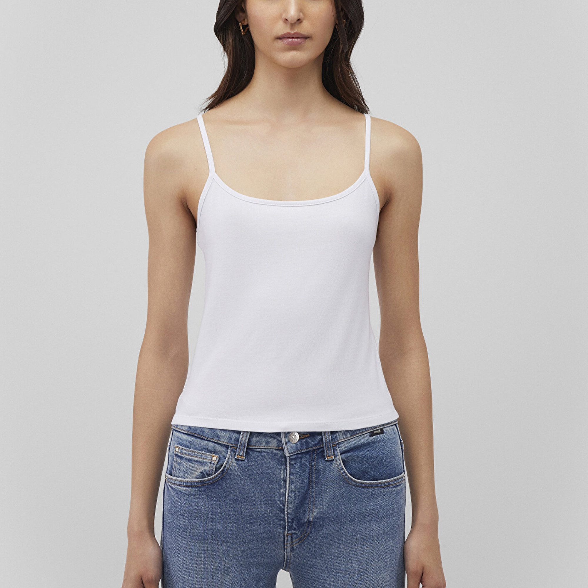 Mavi Beyaz Basic Atlet Fitted / Vücuda Oturan Kesim 1612378-620