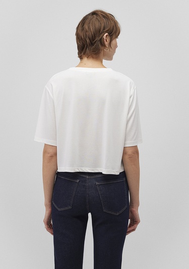  Mavi Lux Touch Tencel TM Beyaz Modal Basic Crop Tişört Crop / Kısa Kesim 1612231-70057