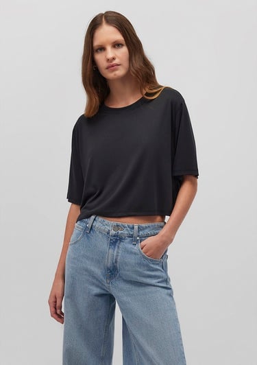  Mavi Lux Touch TENCEL TM Siyah Modal Basic Crop Tişört Crop / Kısa Kesim 1612231-900