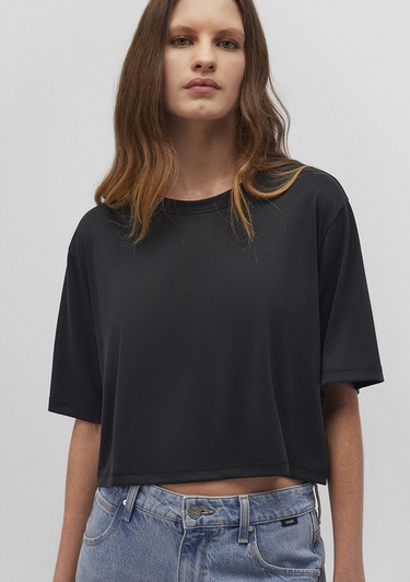  Mavi Lux Touch TENCEL TM Siyah Modal Basic Crop Tişört Crop / Kısa Kesim 1612231-900