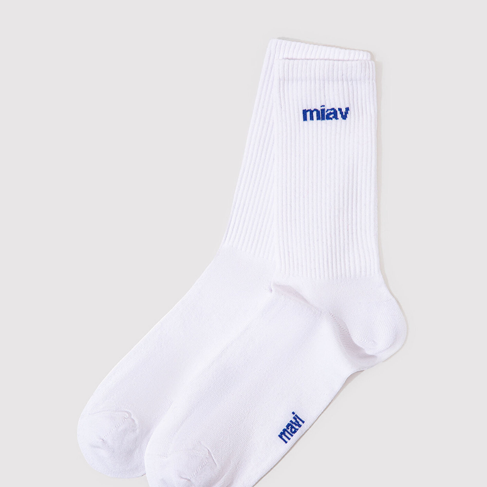 Mavi Miav Baskılı Beyaz Soket Çorap 0911440-620