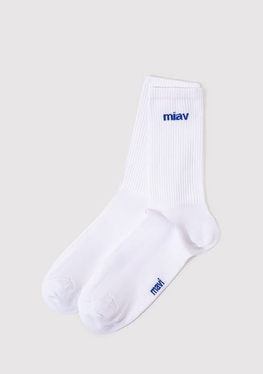  Mavi Miav Baskılı Beyaz Soket Çorap 0911440-620