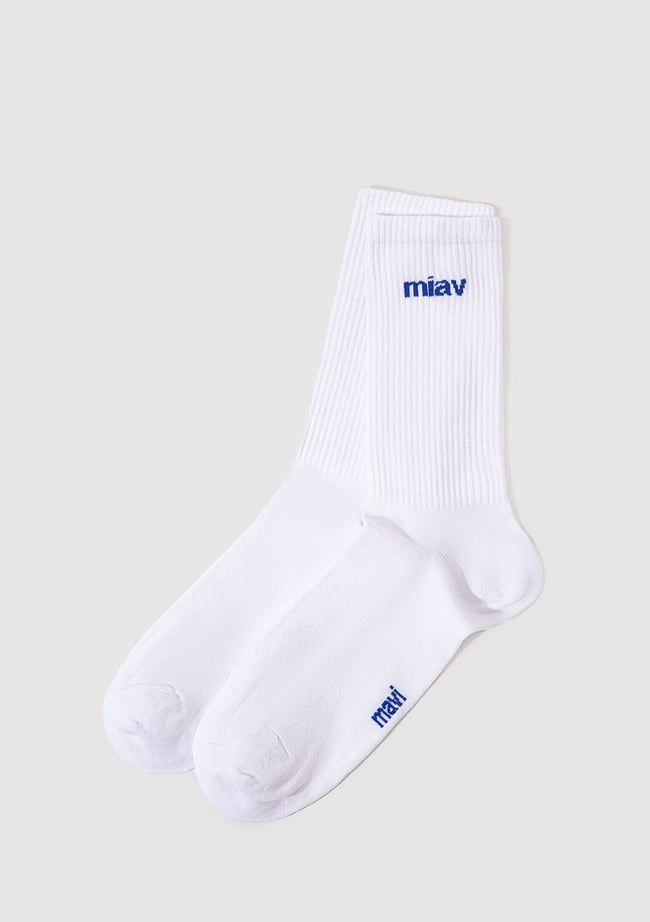  Mavi Miav Baskılı Beyaz Soket Çorap 0911440-620