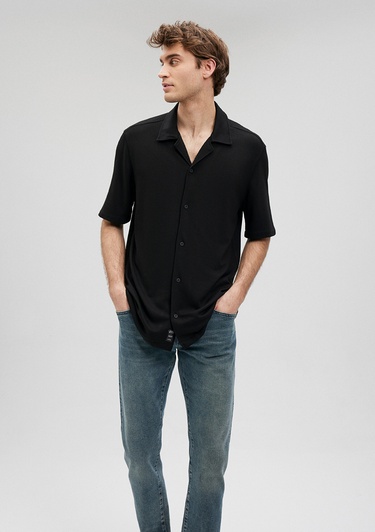  Mavi Siyah Gömlek Slim Fit / Dar Kesim 0210874-900