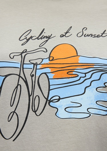  Mavi Bisiklet Baskılı Yeşil Tişört Slim Fit / Dar Kesim 1612397-70155