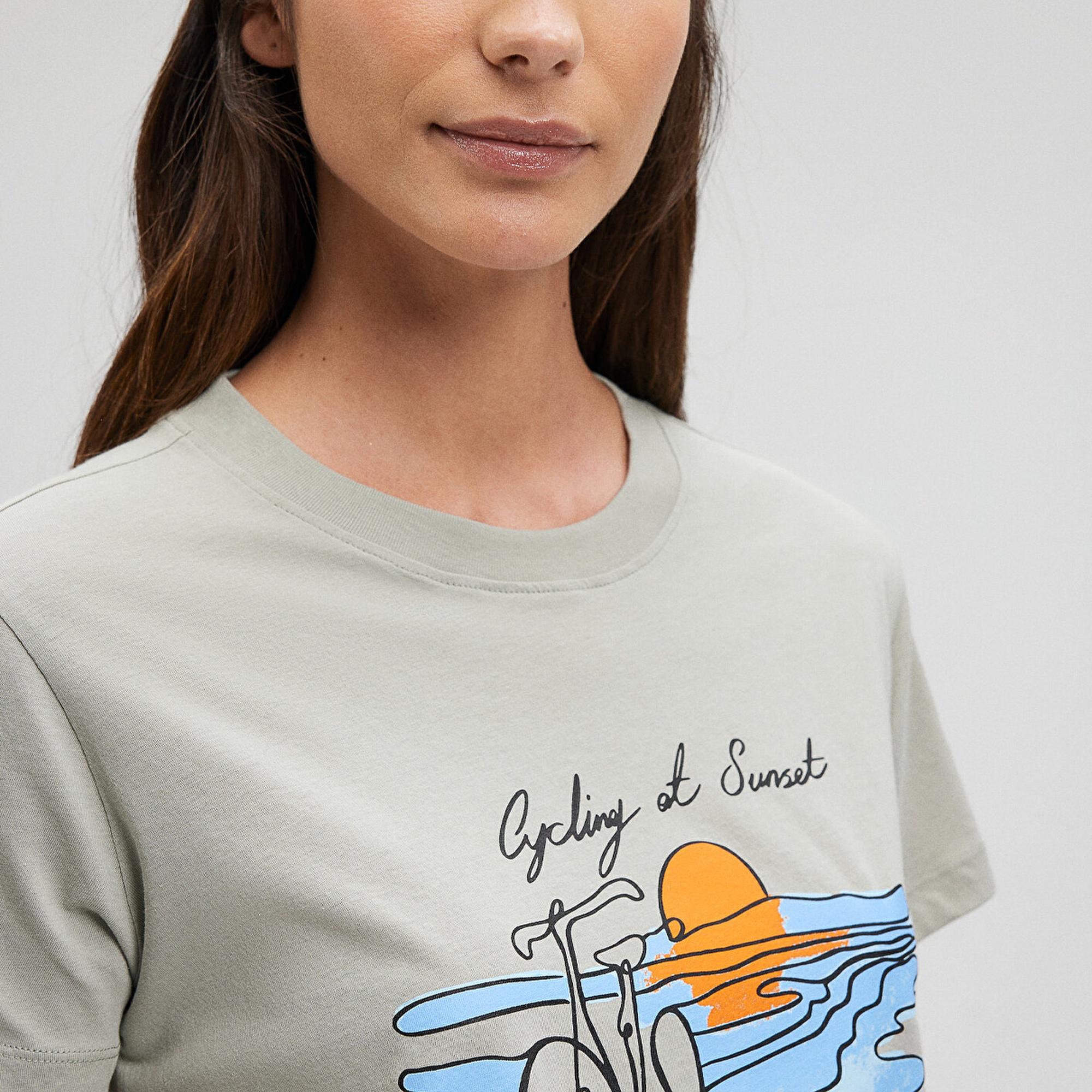 Mavi Bisiklet Baskılı Yeşil Tişört Slim Fit / Dar Kesim 1612397-70155