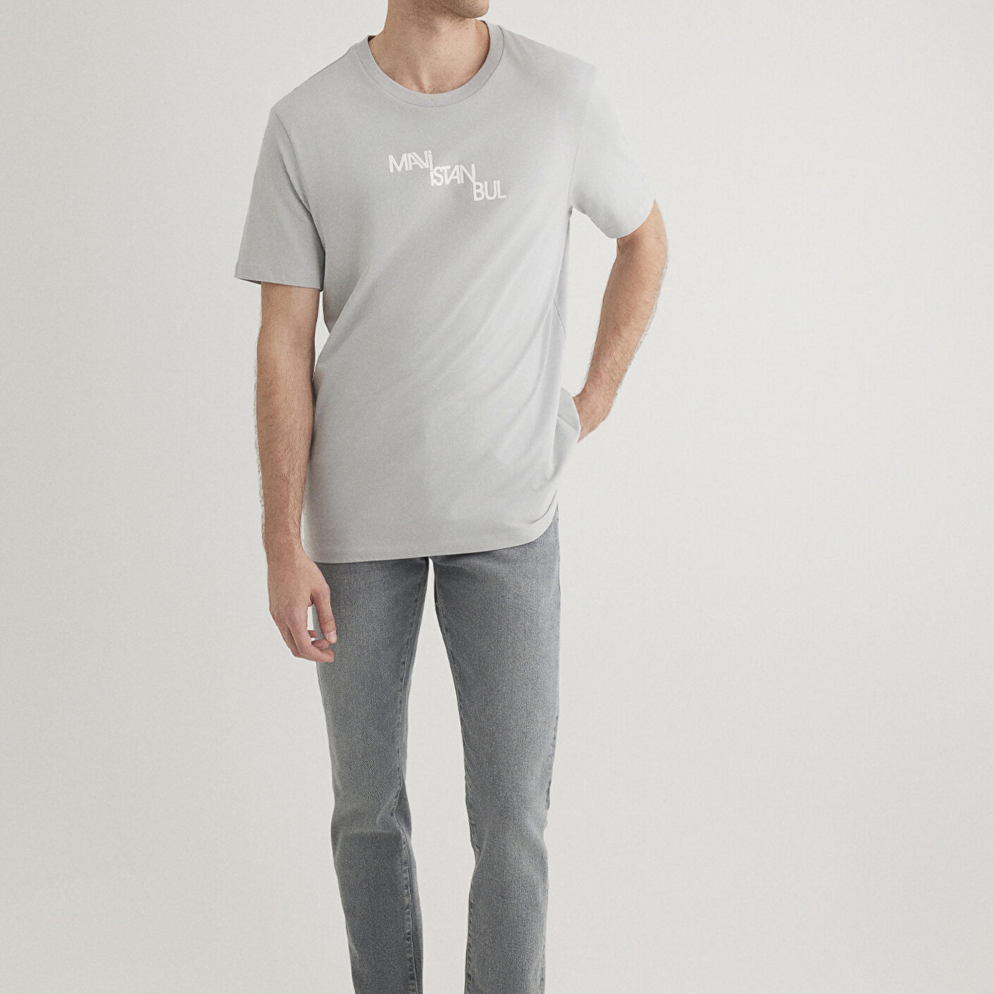 Mavi Mavi İstanbul Baskılı Gri Tişört Regular Fit / Normal Kesim 0612274-70075