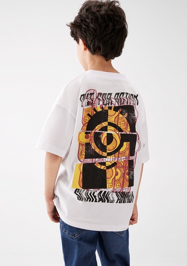  Mavi Minion Baskılı Beyaz Tişört Oversize / Geniş Kesim 6610166-620